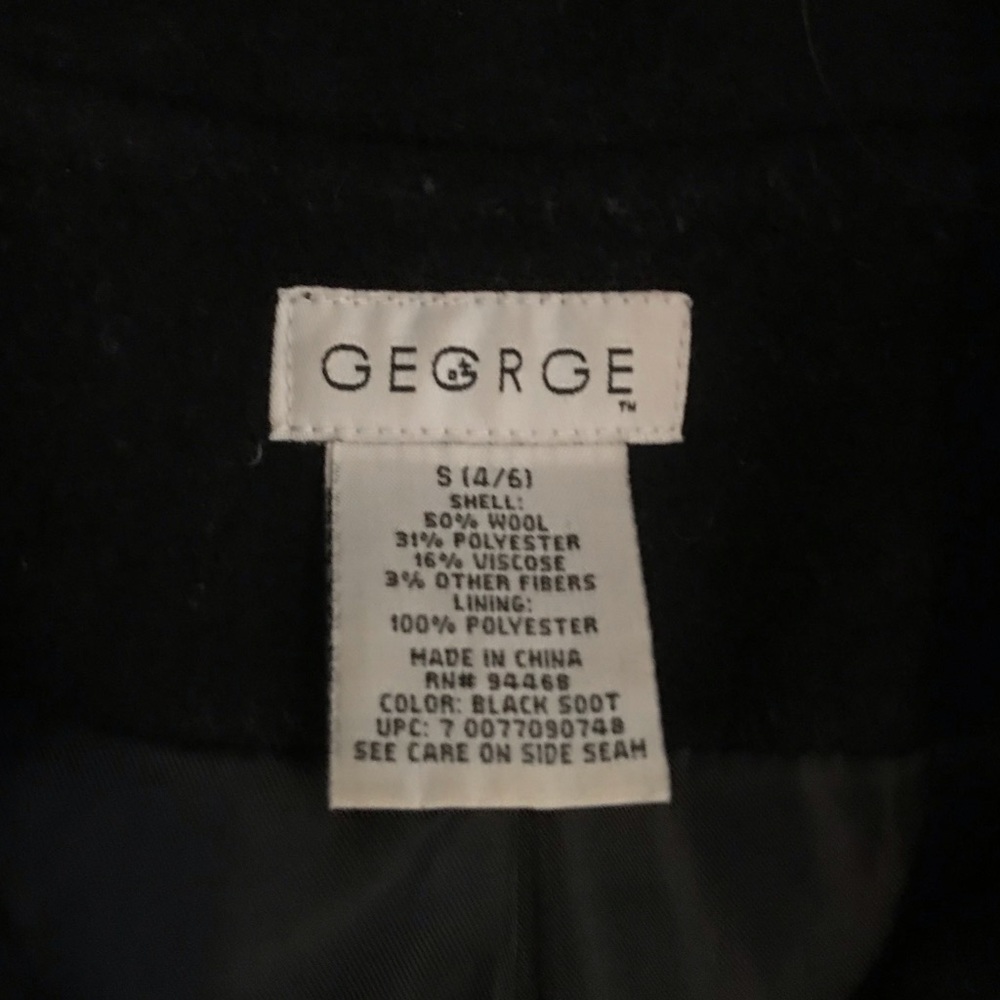 Black George Doubled Breasted Pea Coat - Picture 3 of 3